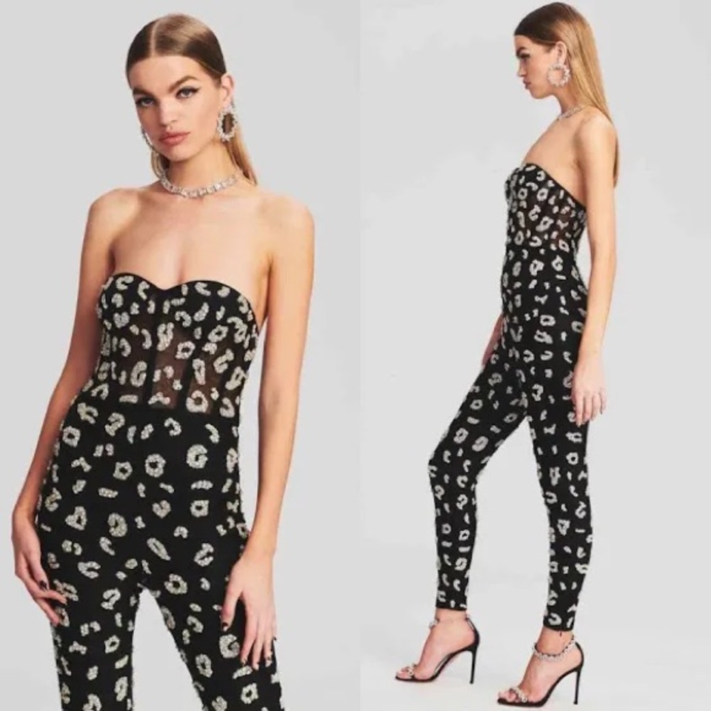 Retrofete by Free People Kendall Jumpsuit in Black & Silver Leopard